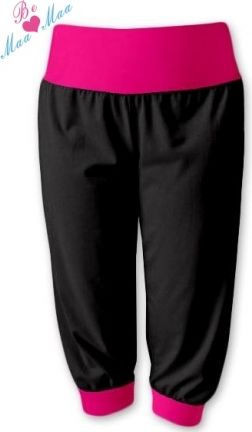 Be MaaMaa Sportovní 3/4 legíny CAPRI - černé/růžové, vel. L/XL - obrázek 1