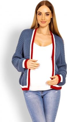 Be MaaMaa Těhotenský svetřík/kardigan s výrazným lemováním - jeans - obrázek 1