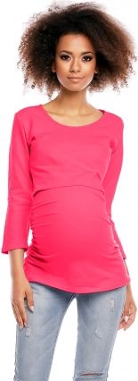 Be MaaMaa Těhotenská/kojící tunika 3/4 rukáv - růžová, L/XL - obrázek 1