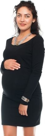 Be MaaMaa Elegantní těhotenské a kojící šaty Aszka - černé, vel. XL - obrázek 1