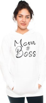 Be MaaMaa Těhotenské a kojící triko/mikina Mom Boss, dl. rukáv, bílá - obrázek 1