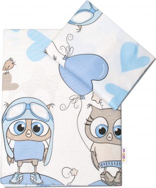 Baby Nellys 2-dílné bavlněné povlečení 135x100 cm, Cute Owls - modré - obrázek 1