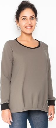 Be MaaMaa Těhotenské triko/mikina dlouhý rukáv Esti - khaki, vel. XL - obrázek 1