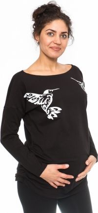 Be MaaMaa Těhotenské triko, mikina Kolibri - černé, vel. XL - obrázek 1