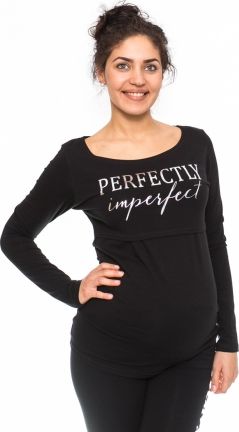 Be MaaMaa Těhotenské, kojící triko Perfektly - černé, vel. XL - obrázek 1