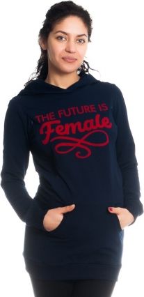 Be MaaMaa Těhotenské a kojící triko/mikina Future is Female, dl. rukáv, granátové, vel. XL - obrázek 1