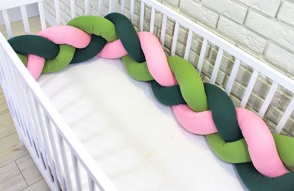 Baby Nellys Mantinel pletený cop - zelená, růžová - obrázek 1