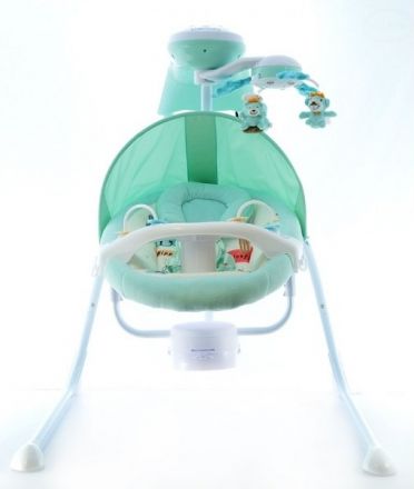 Euro Baby Dětská elektrická houpačka a lehátko - zelené, D19 - obrázek 1