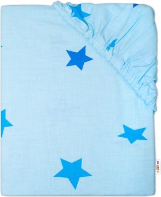 Baby Nellys Dětské bavlněné prostěradlo do postýlky 140x70 cm - Hvězdičky modré - obrázek 1