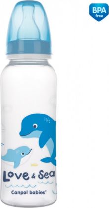 Canpol babies Lahvička s potiskem 250 ml Love&Sea - modrá - obrázek 1