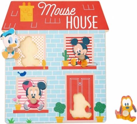 Dřevěné Disney puzzle,domeček pro nejmenší Mickey a přátelé, 24 x 30 cm - obrázek 1