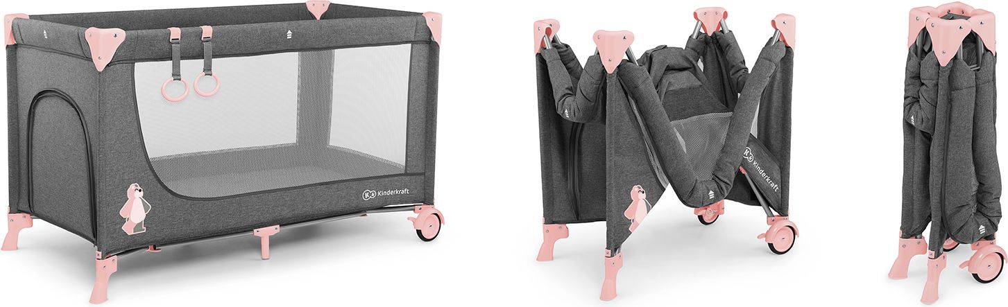 KINDERKRAFT Cestovní postýlka Joy – Pink 2019 - obrázek 2