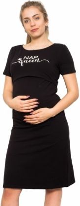 Těhotenská, kojící noční košile Queen - černá, , Velikosti těh. moda L/XL - obrázek 1