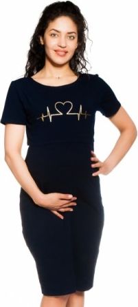Be MaaMaa Těhotenská, kojící noční košile Heartbeat - granátová, Velikosti těh. moda L/XL - obrázek 1