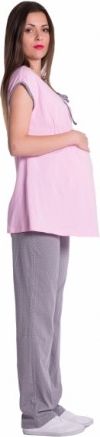 Těhotenské,kojící pyžamo - růžovo/šedé, Velikosti těh. moda XXL (44) - obrázek 1
