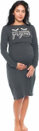 Těhotenská, kojící noční košile Gorgeous - grafitová, Velikosti těh. moda S/M - obrázek 1