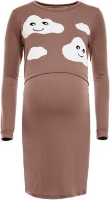 Těhotenská, kojící noční košile Mráčky - cappuccino, Velikosti těh. moda S/M - obrázek 1