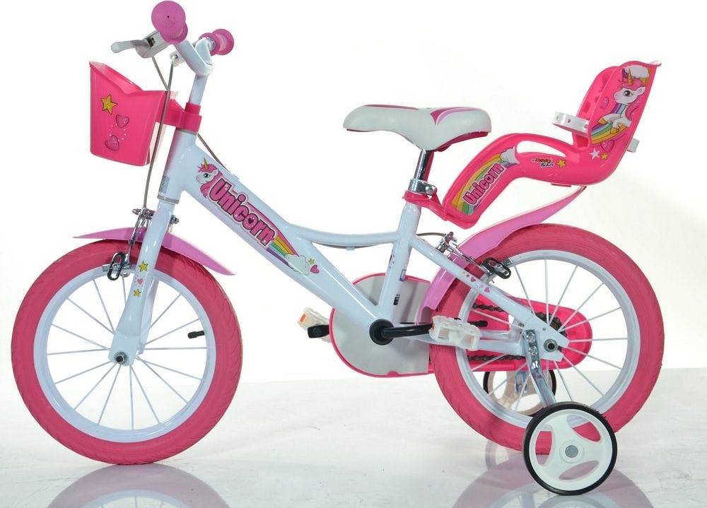 DINO Bikes Dětské kolo 14 "Dino 144RUN Unicorn se sedačkou pro panenku a košíkem - obrázek 2