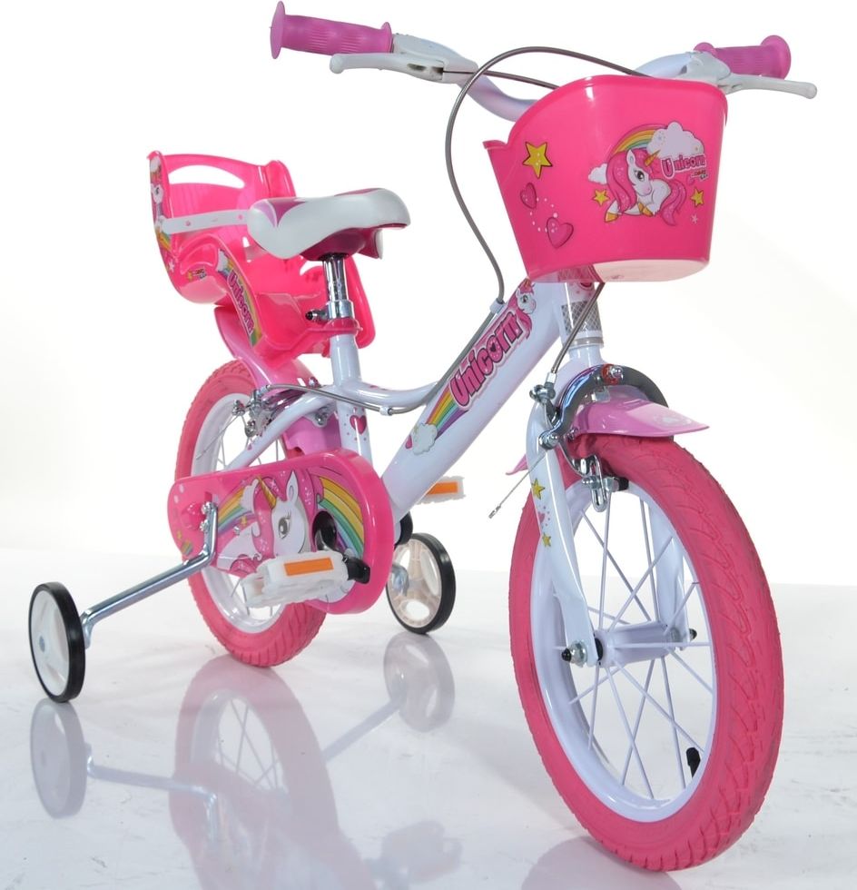 DINO Bikes Dětské kolo 14 "Dino 144RUN Unicorn se sedačkou pro panenku a košíkem - obrázek 3