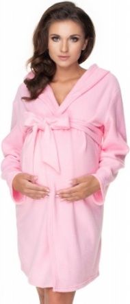 Be MaaMaa Těhotenský župan polar s kapucí - růžový, Velikosti těh. moda L/XL - obrázek 1