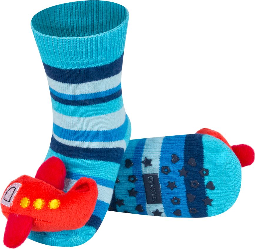 Dětské ponožky s chrastítkem SOXO LETADLO modré Velikost: 19-21 - obrázek 1