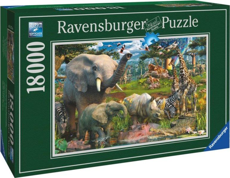 RAVENSBURGER Puzzle Zvířata u zdroje vody 18000 dílků - obrázek 2