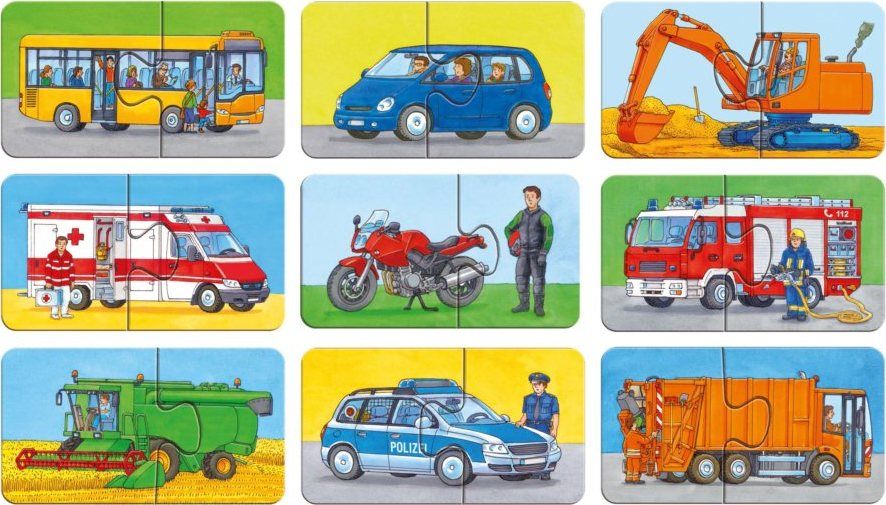 RAVENSBURGER Moje první puzzle Vozidla a stroje 9x2 dílky - obrázek 4