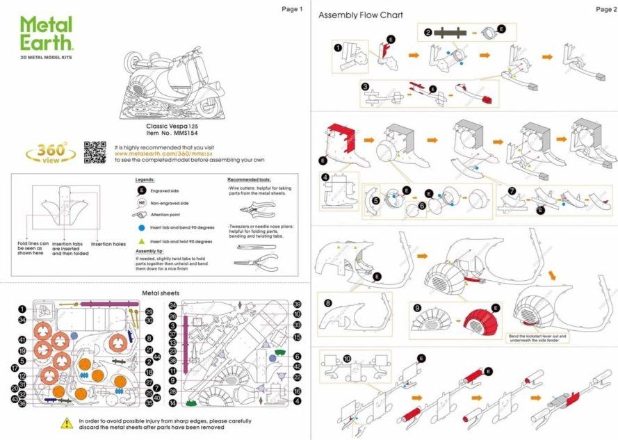 METAL EARTH 3D puzzle Vespa 125 Classic - obrázek 2