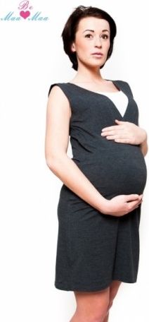 Těhotenská, kojící noční košile IRIS - grafit, Velikosti těh. moda S/M - obrázek 1