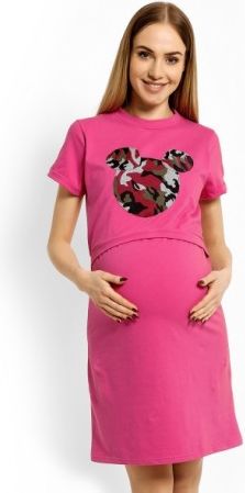 Těhotenská, kojící noční košile Minnie - růžová, Velikosti těh. moda XXL (44) - obrázek 1