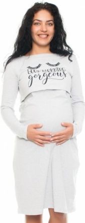 Těhotenská, kojící noční košile Gorgeous - sv. šedá, Velikosti těh. moda S/M - obrázek 1