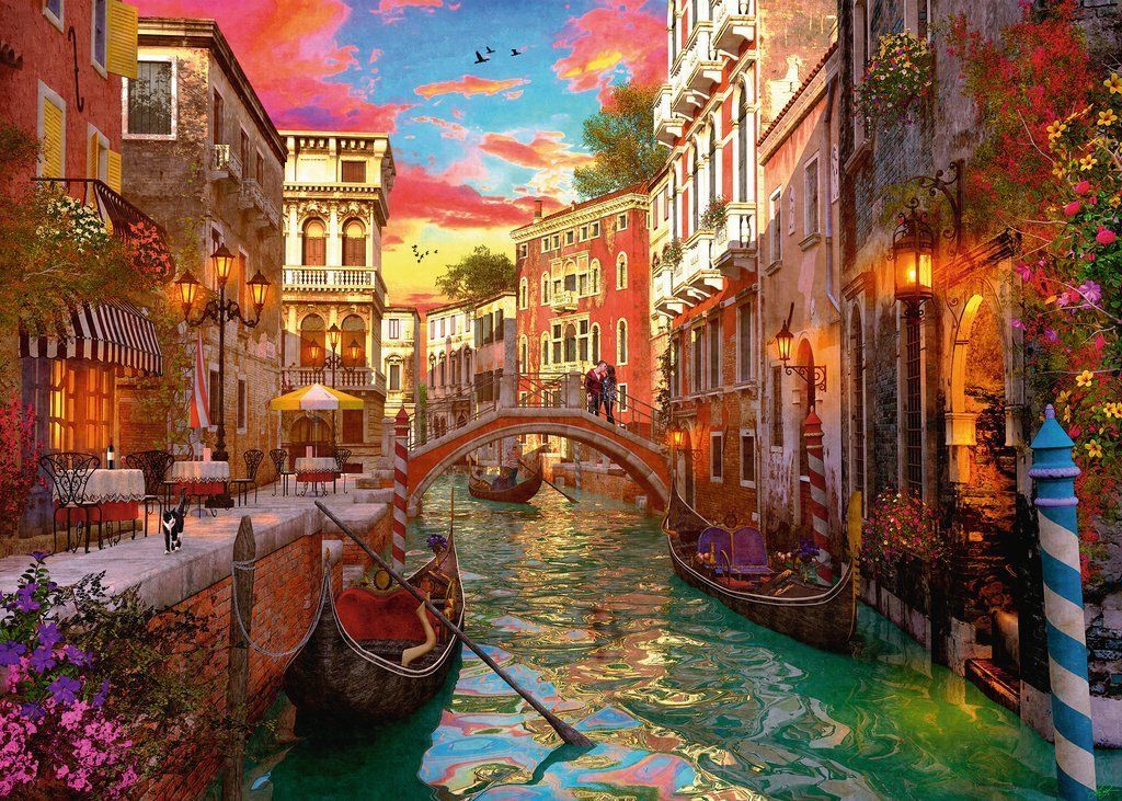 RAVENSBURGER Puzzle Romantické Benátky 1000 dílků - obrázek 1