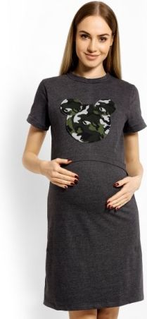 Těhotenská, kojící noční košile Minnie - grafit, Velikosti těh. moda S/M - obrázek 1