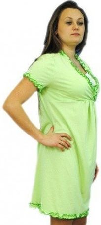 Těhotenská, kojící noční košile s volánkem - sv. zelená, Velikosti těh. moda L/XL - obrázek 1