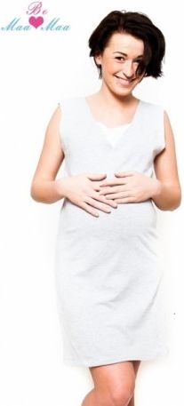 Těhotenská, kojící noční košile IRIS - sv.šedá, Velikosti těh. moda L/XL - obrázek 1