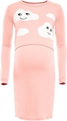 Těhotenská, kojící noční košile Mráčky - růžová, Velikosti těh. moda L/XL - obrázek 1