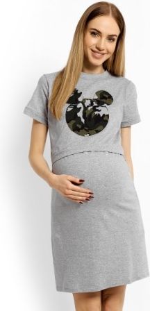 Těhotenská, kojící noční košile Minnie - sv. šedá, Velikosti těh. moda L/XL - obrázek 1