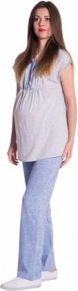 Těhotenské,kojící pyžamo - šedá/modrá, Velikosti těh. moda XL (42) - obrázek 1