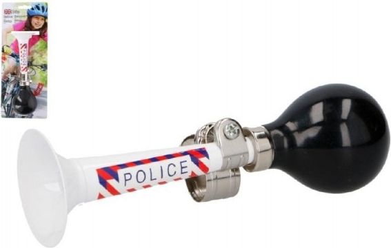 Teddies Trumpeta/Klakson na kolo policie kov 18cm na kartě - obrázek 1