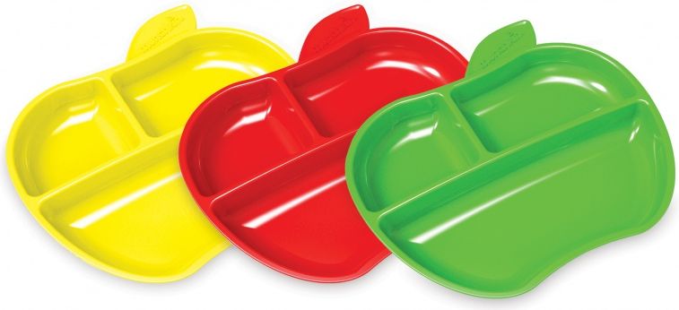 Munchkin - Set barevných dělených talířů ve tvaru jablka 3ks - obrázek 1