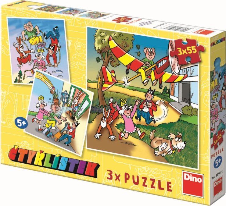 Dětské puzzle 3v1 DINO - Čtyřlístek 3x55 dílků - obrázek 1