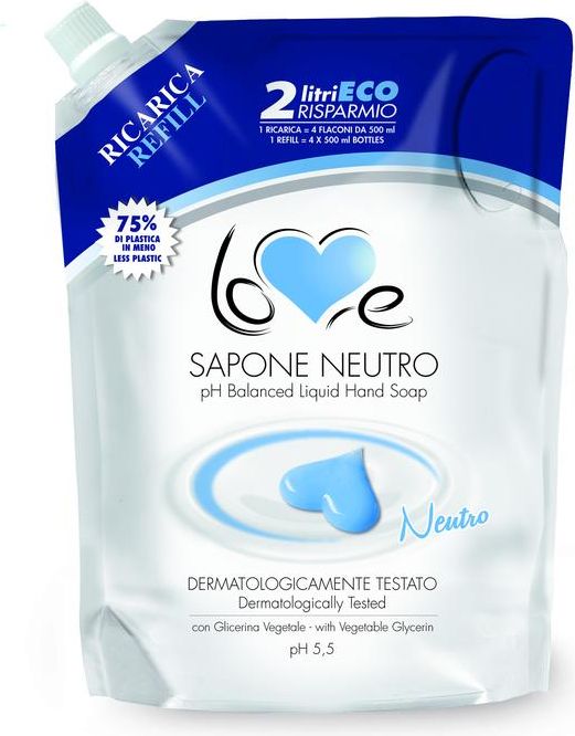 Love Sapone Neutro tekuté mýdlo v náhradním eko balení 2000 ml - obrázek 1