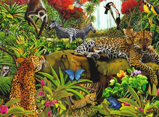 RAVENSBURGER Puzzle Divoká džungle XXL 100 dílků - obrázek 1
