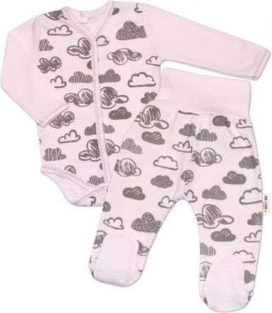 2-dílná kojenecká sada Baby Nellys - Mráčky - růžová, Velikost koj. oblečení 68 (4-6m) - obrázek 1