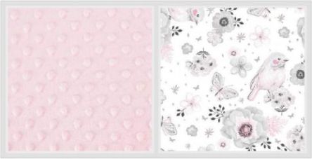 2-dílné bavlněné povlečení s minky Baby Nellys - ptáčci, růžová/růžová, Velikost povlečení 120x90 - obrázek 1