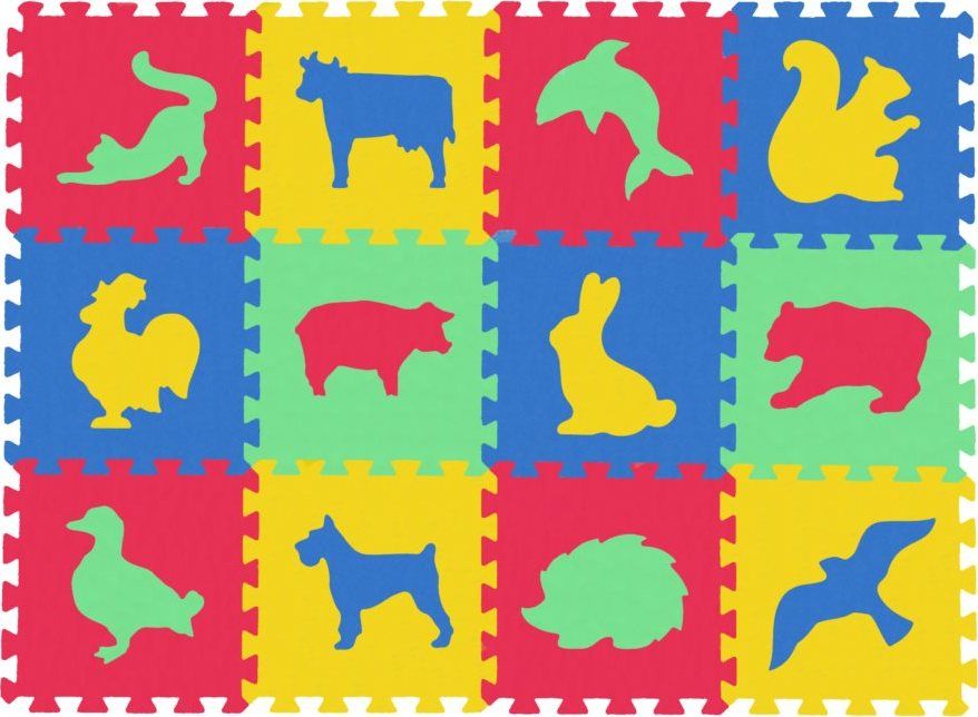 MALÝ GÉNIUS Pěnové puzzle MAXI 12 Zvířata domácí,divoká 8mm (mix-4) - obrázek 1