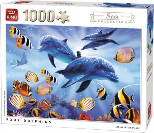 KING Puzzle Čtyři delfíni 1000 dílků - obrázek 1