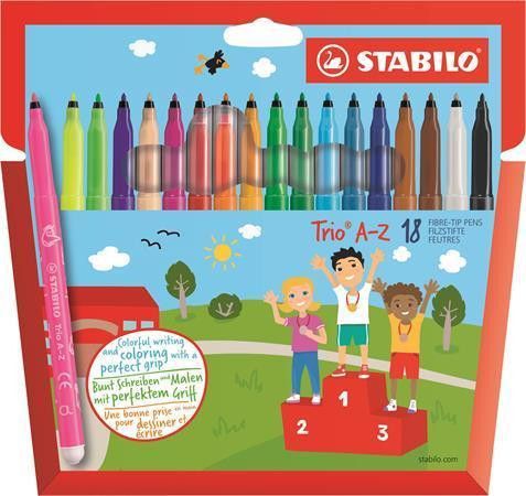 Fixy "Trio A-Z", sada, 18 různých barev, 0,7 mm, STABILO, set 18 ks - obrázek 1