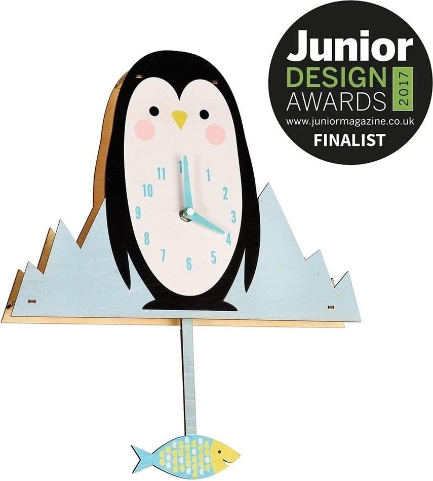 Dětské nástěnné hodiny Milo The Penguin Wooden Wall Clock uni - obrázek 1