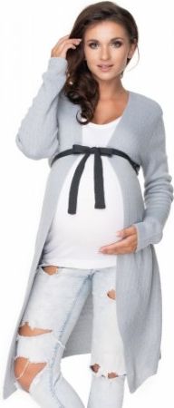 Be MaaMaa Těhotenský kardigan s páskem - sv. šedý - obrázek 1